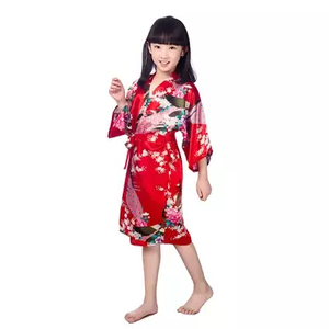 "Peacock Princess" Girls Kimono Robes Silky Nightwear