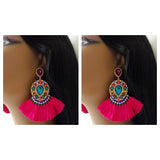 Vibrant multi-color dangle tassel earrings