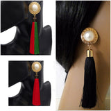 Designer Inspired Pearl Detailed Tassel Earrings