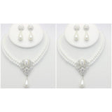 White Pearl Silver Necklace & Earrings Set