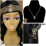 3-pc Necklace, Earrings & Headband Set- Silver or Gold