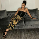 "Golden Goddess" 1-pc Print Tube Jumpsuit