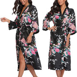 "Peacock Princess" Women's Sexy Silky Kimono Robes