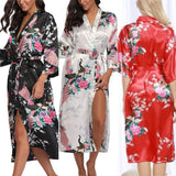 "Peacock Princess" Women's Sexy Silky Kimono Robes