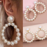 Pearl Beaded Drop Hoops